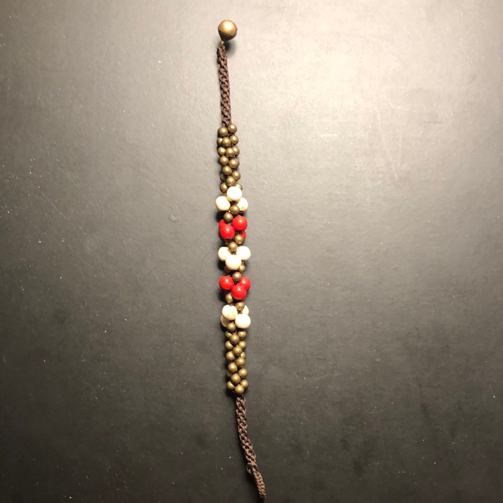 Beaded Bracelet with Red and White Accents